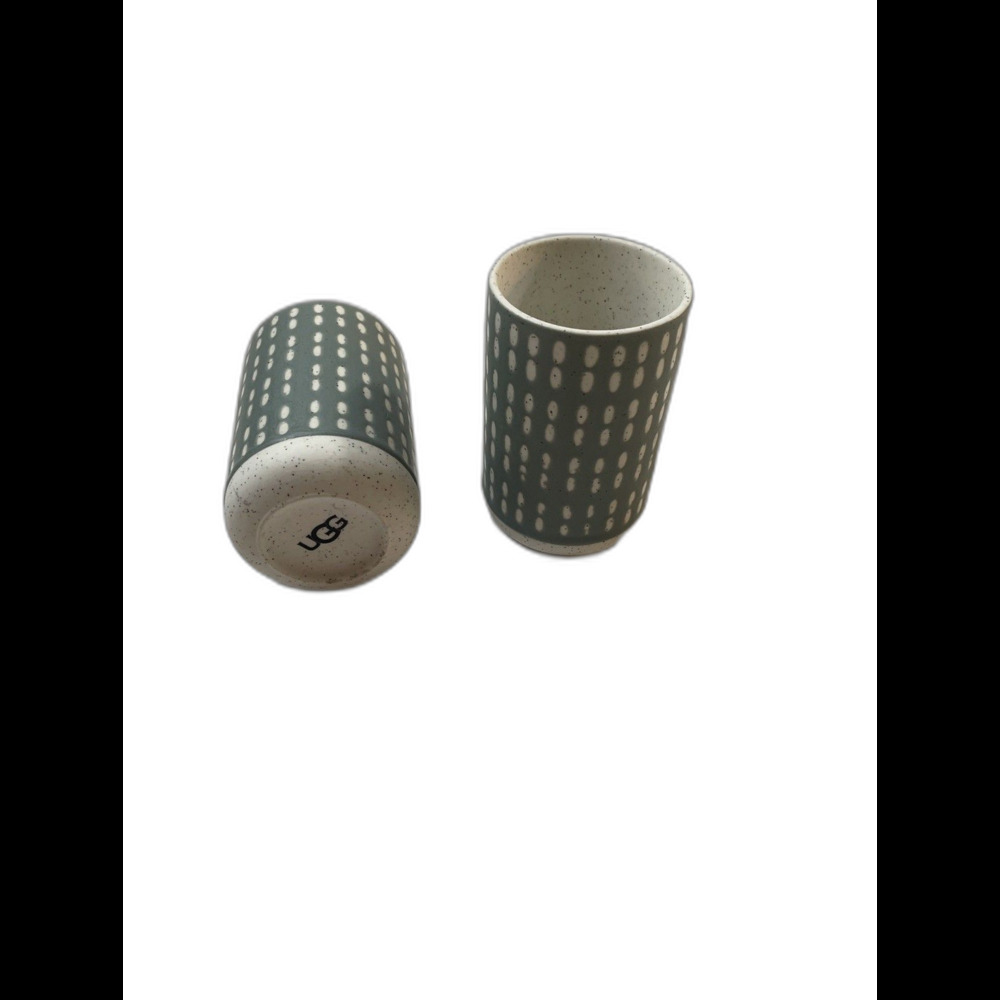 Pair Of UGG Stoneware Tumblers Gray Speckled Motif